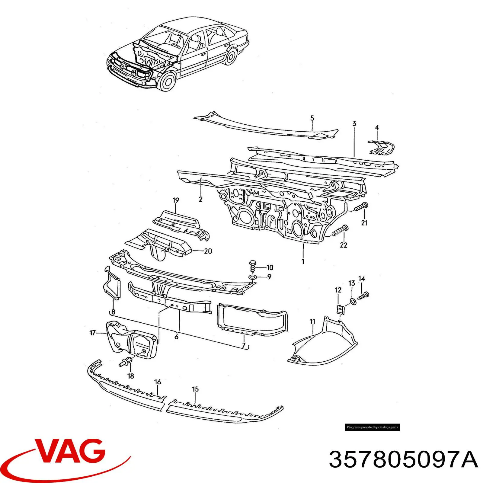 Dreno de pára-brisas, bofes para Volkswagen Passat (B3, B4, 3A5, 351)