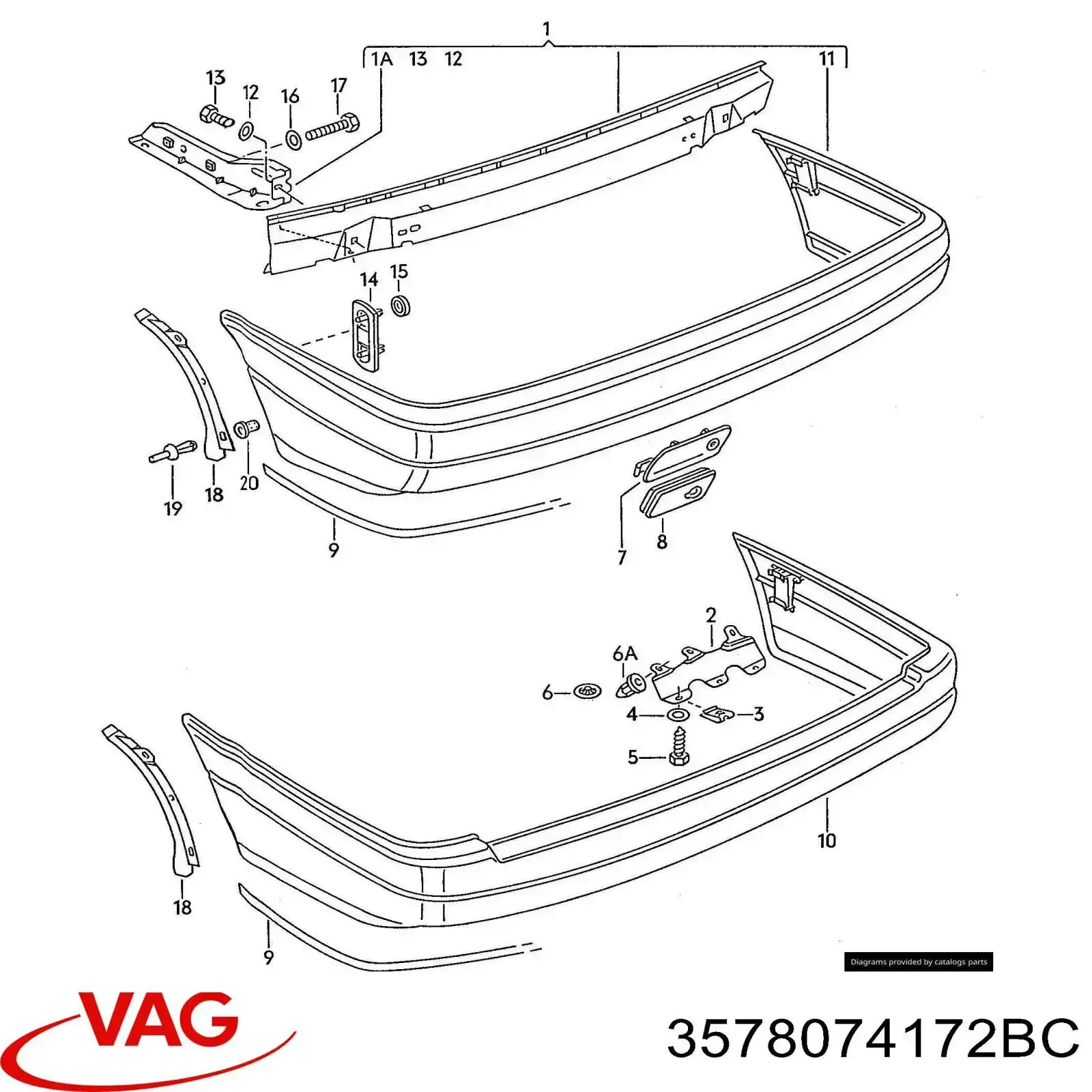 Задний бампер 3578074172BC VAG