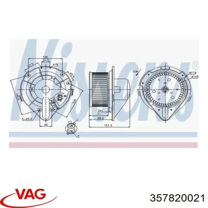Вентилятор печки 357820021 VAG