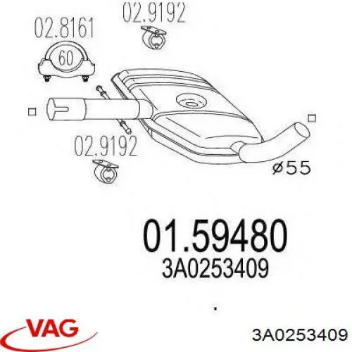 3A0253409 VAG Выхлопная труба