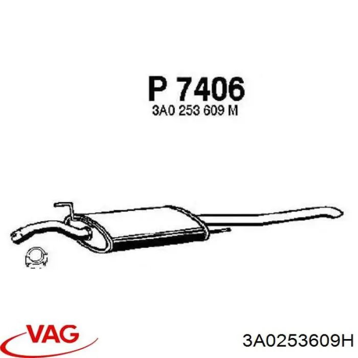 Купить 3A0253609H VAG Глушитель задний