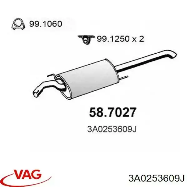 3A0253609J VAG Выхлопная труба