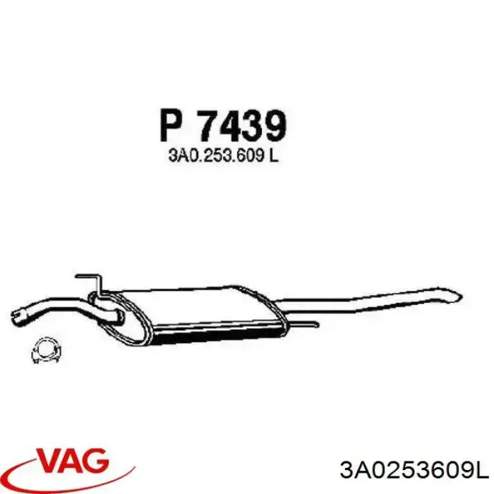 Выхлоп задний VAG 3A0253609L цена, от 53.94 USD