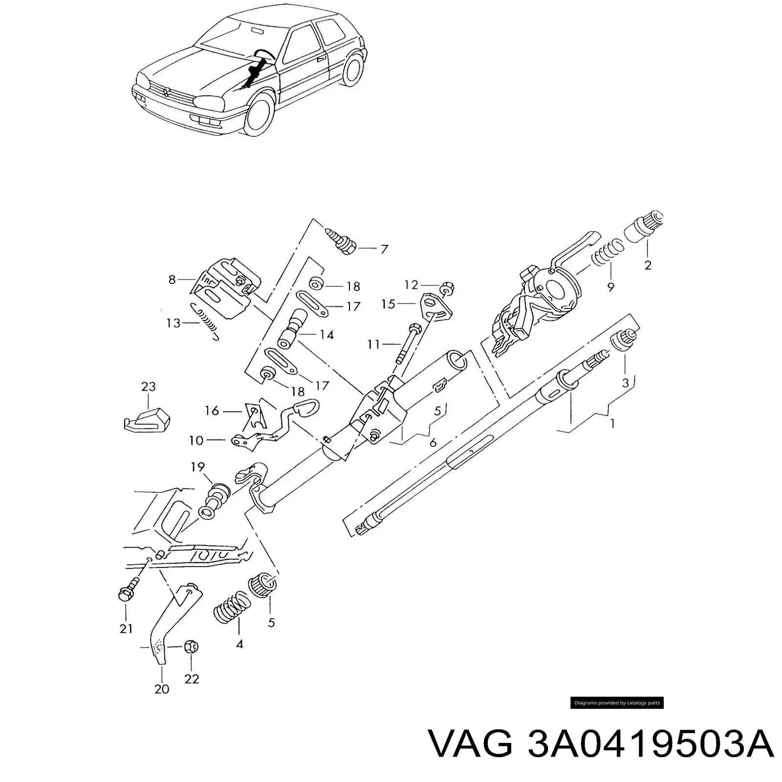 Бачок насоса ГУР 3A0419503A VAG