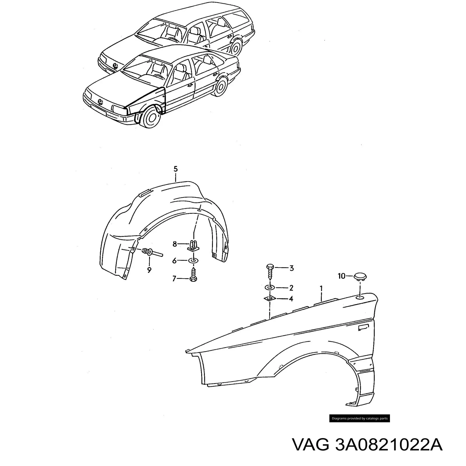 Крыло переднее правое 3A0821022A VAG