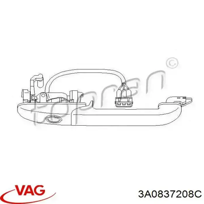 Купить 3A0837208C VAG Ручка двери передней наружная правая