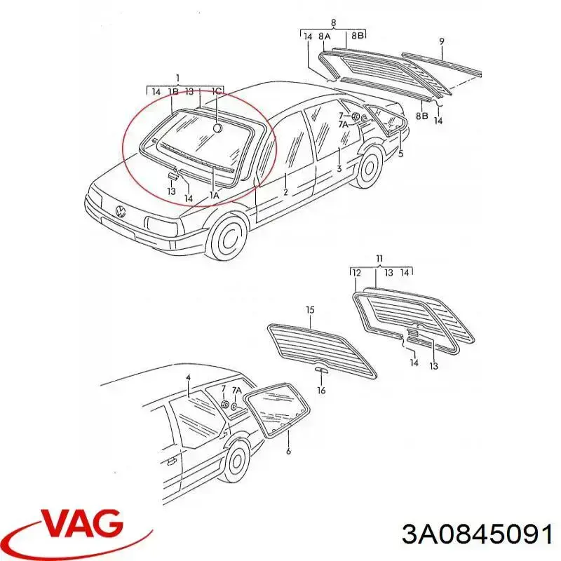 Лобовое стекло 3A0845091FIN VAG