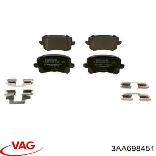 Задние тормозные колодки 3AA698451 VAG