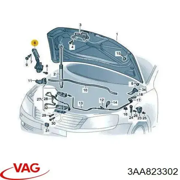 Gozno da capota direito para Volkswagen Passat (B7, 362)