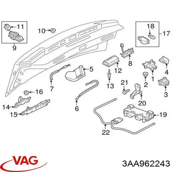 3AA962243A VAG ЭБУ открытия крышки багажника/двери 3-й (5-й)