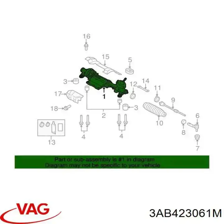 Рулевая рейка 3AB423061L Rebuilt