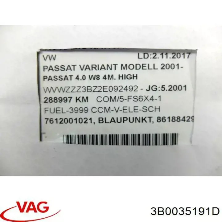  VAG 3B0035191D цена, от 69.77 USD