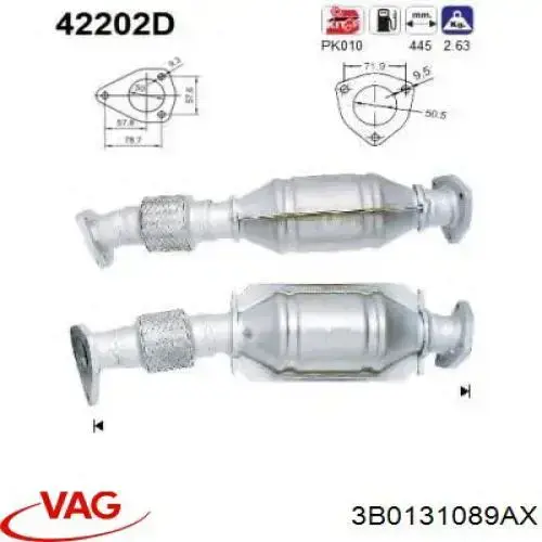 Каталитический нейтрализатор отработавших газов VAG 3B0131089AX цена, от 151.11 USD