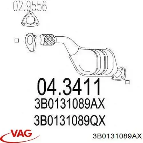 Купить 3B0131089AX VAG Преобразователь отработавших газов