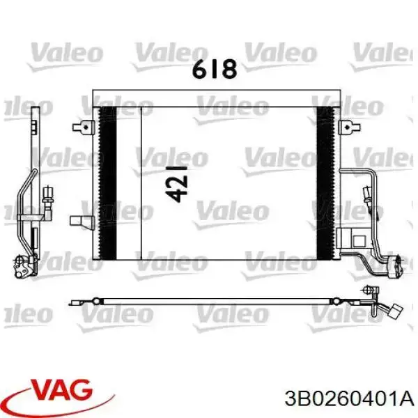 3B0260401A VAG Radiador de aparelho de ar condicionado