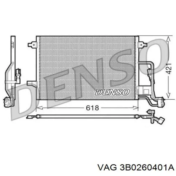 Radiador de aparelho de ar condicionado 3B0260401A VAG