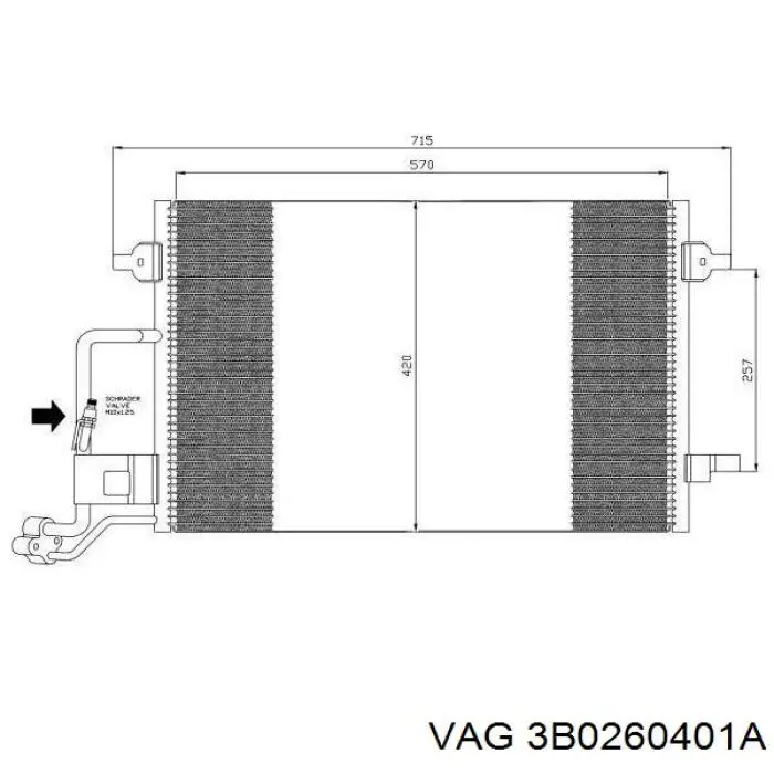 Radiador de aparelho de ar condicionado 3B0260401A VAG
