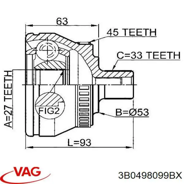 Купить 3B0498099BX VAG Внешняя граната