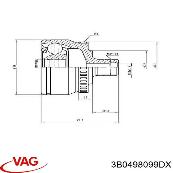 ШРУС наружный передний 3B0498099DX VAG