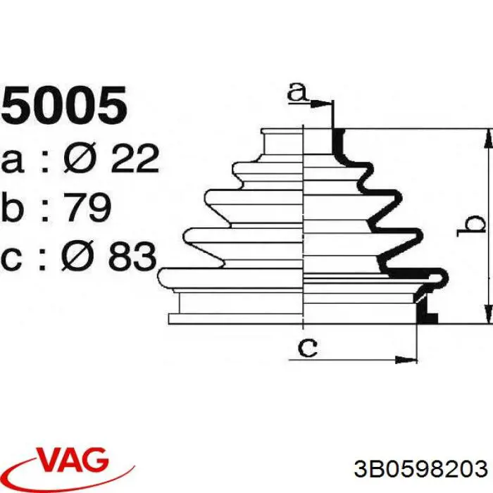 Пыльник ШРУСа задней полуоси наружный 3B0598203 VAG