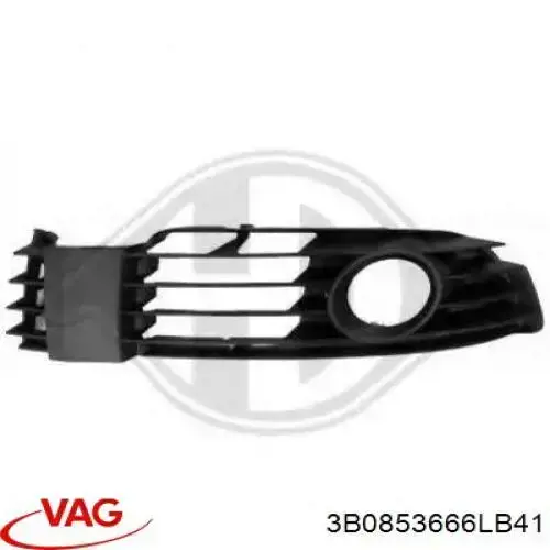 Rejilla de ventilación, parachoques trasero, derecha 3B0853666LB41 VAG