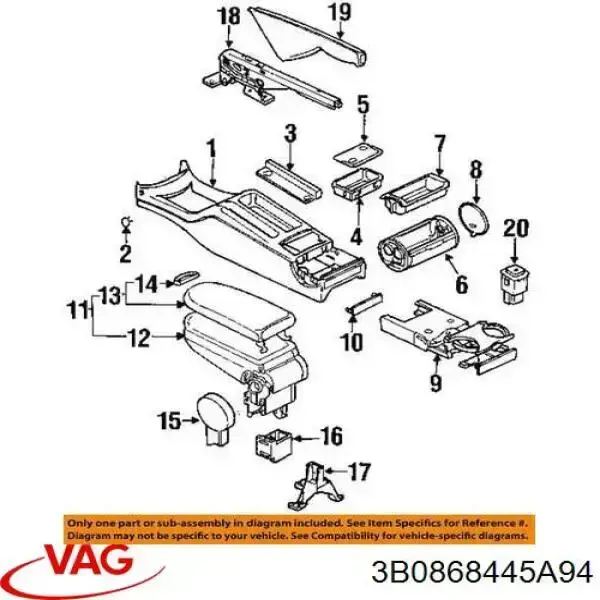 3B0868445A94 VAG Защелка подлокотника