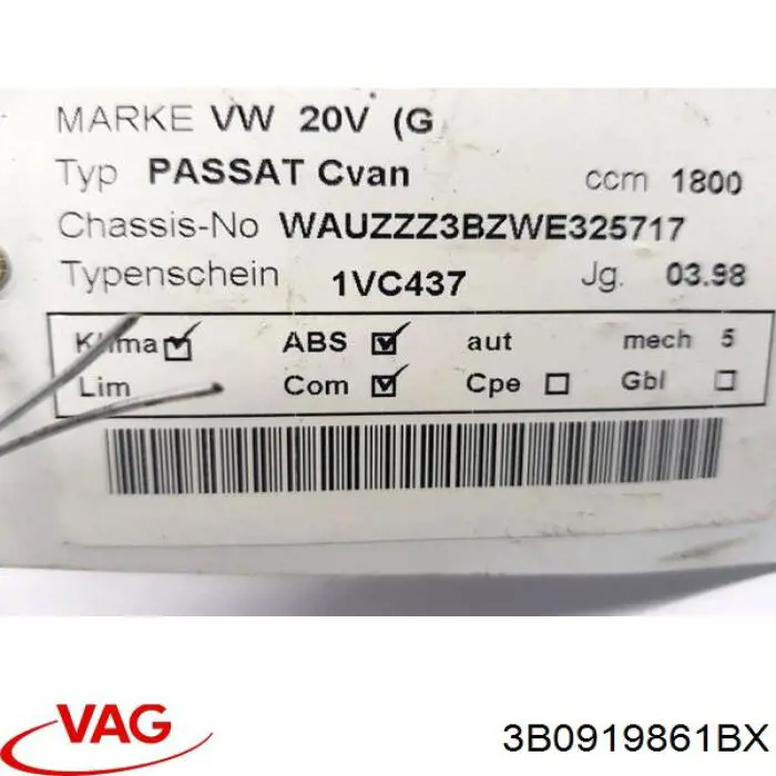 Купить 3B0919861BX VAG Панель приборов