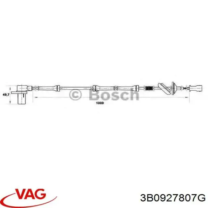 Датчик АБС задний правый 3B0927807G VAG