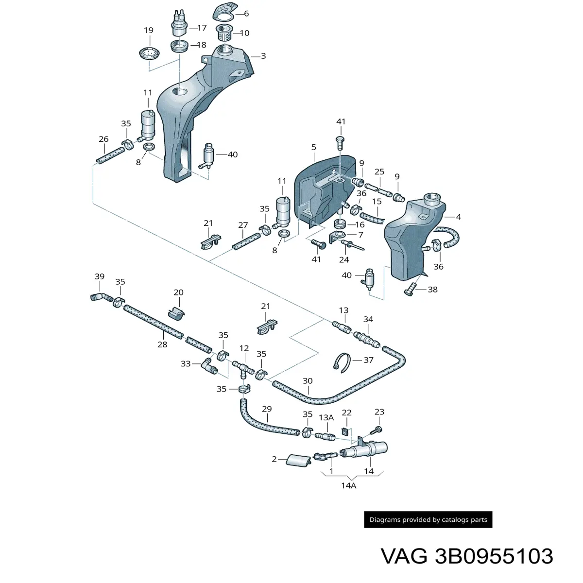 Injetor de fluido para lavador da luz dianteira esquerda para Volkswagen Passat (B5, 3B2)