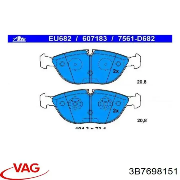 Колодки VAG 3B7698151 цена, от 50.56 USD