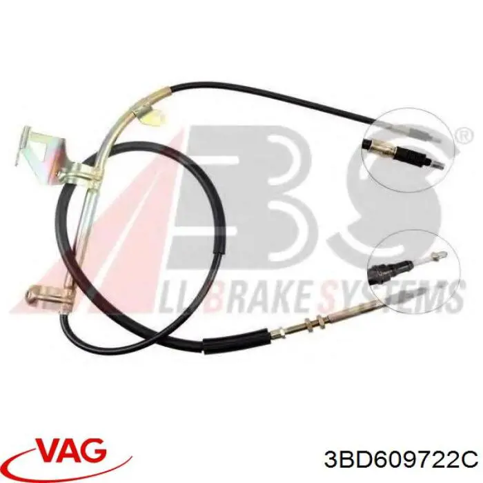 Трос стояночного тормоза задний правый VAG 3BD609722C цена, от 33.82 USD