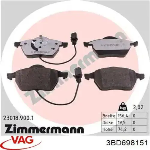Колодки VAG 3BD698151 цена, от 26.44 USD