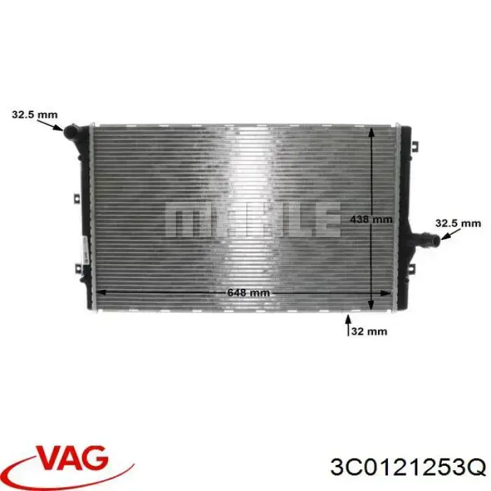 3C0121253Q VAG radiador de esfriamento de motor