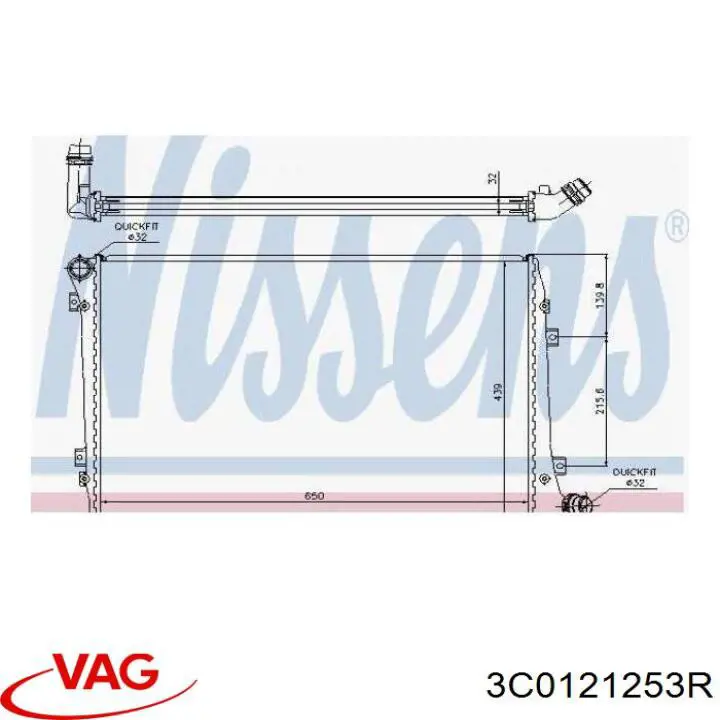 Радиатор охлаждения двигателя VAG 3C0121253R цена, от 31.67 USD