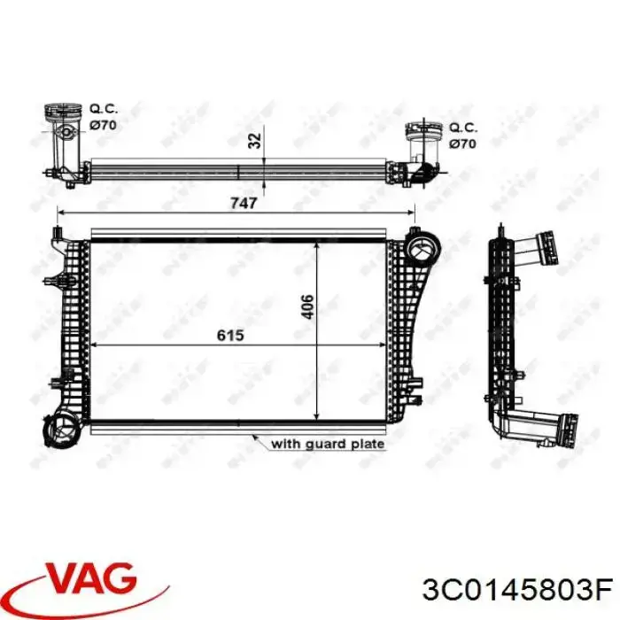 Система охлаждения наддувочного воздуха VAG 3C0145803F цена, от 38.01 USD