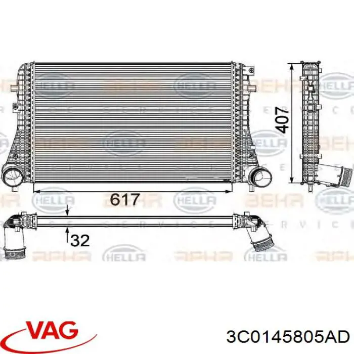 Купить 3C0145805AD VAG Интеркулер