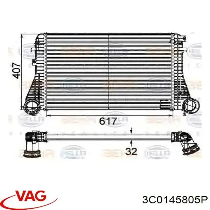 Radiador de intercooler 3C0145805P VAG