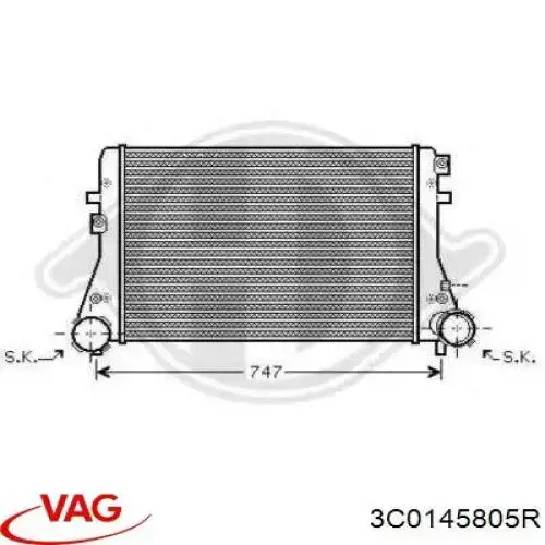 3C0145805R VAG radiador de intercooler