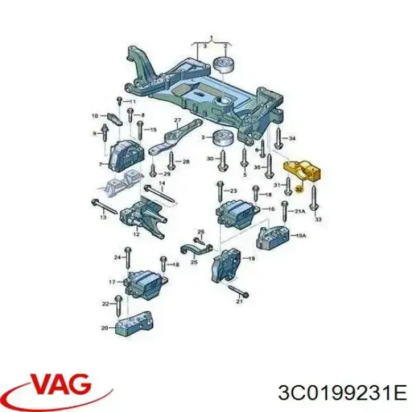 Сайлентблок переднего рычага 3C0199231E VAG