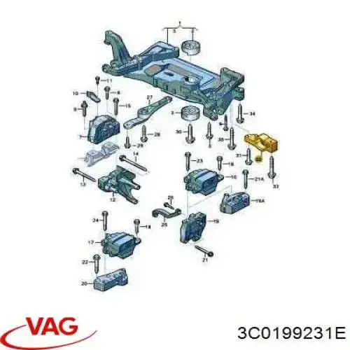 Сайлентблок переднего рычага 3C0199231E VAG