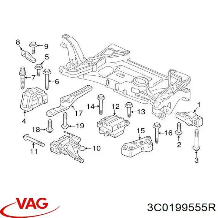 Гидроопора двигателя левая VAG 3C0199555R цена, от 12.68 USD