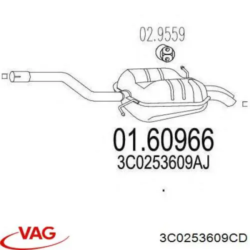 Купить 3C0253609CD VAG Глушитель задний