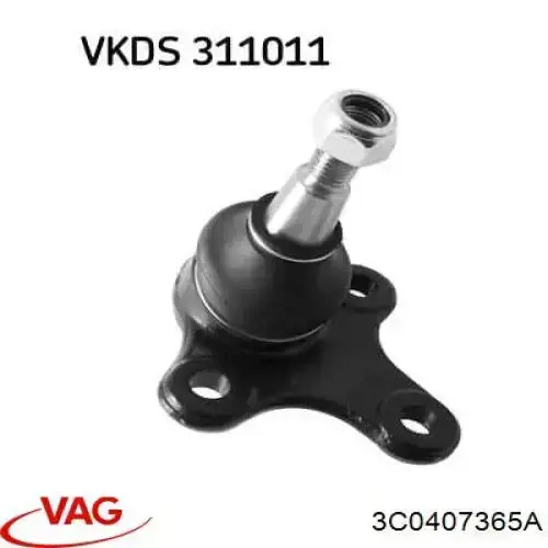 Нижняя левая шаровая опора 3C0407365A VAG
