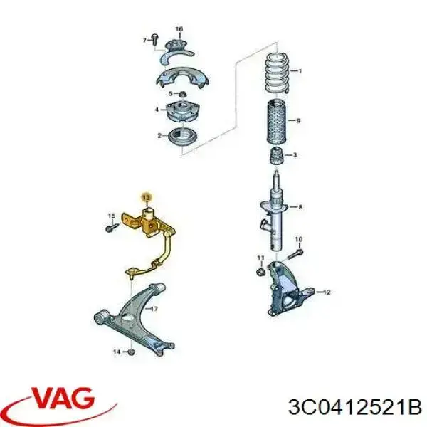 Датчик уровня положения кузова передний левый 3C0412521B VAG