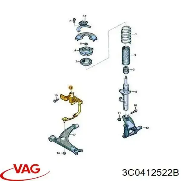 Датчик уровня положения кузова передний правый 3C0412522B VAG