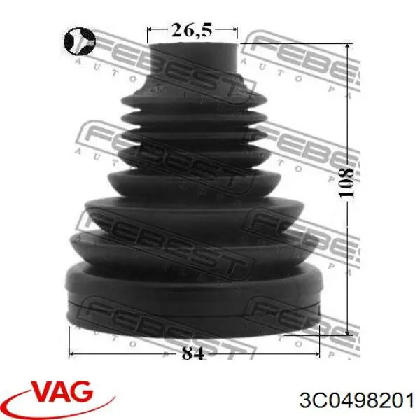 3C0498201 VAG Пыльник ШРУСа передней полуоси внутренний