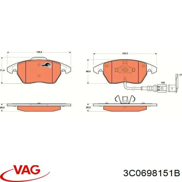 Тормозные колодки VAG 3C0698151B