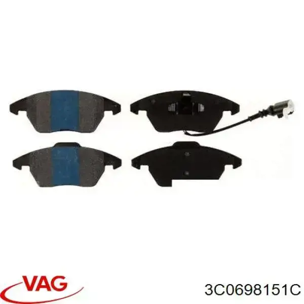 Sapatas do freio dianteiras de disco 3C0698151C VAG