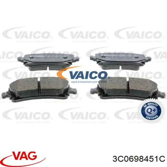 Купить 3C0698451C VAG Колодки тормозные задние, дисковые