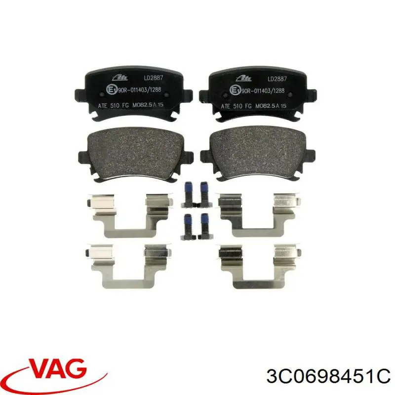 Задние тормозные колодки 3C0698451C VAG